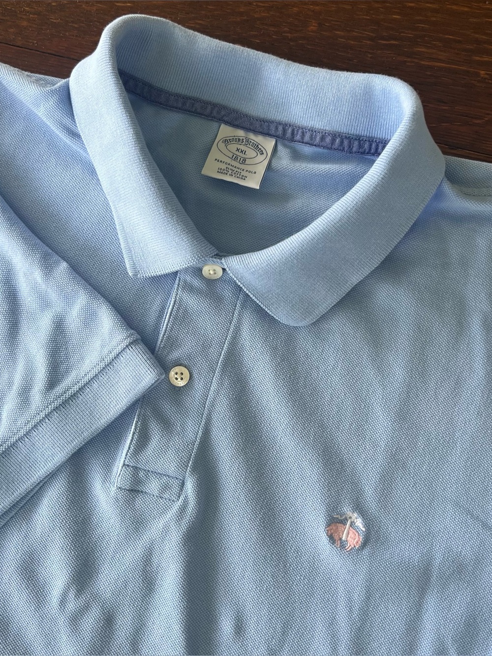 Brooks Brothers Performance Polo Shirt Mens XXL Slim Fit Light Blue 100% Cotton